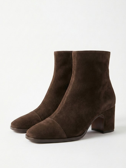 ALMA – Veloursleder Stiefeletten mit Blockabsatz ANTARADUS