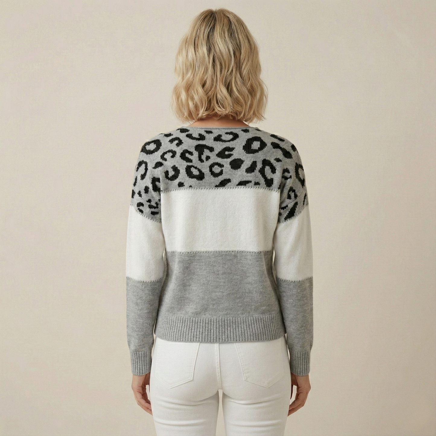 Antaradus™️ | Feinstrickpullover mit Leopardenakzent Feinstrickpullover mit Leopardenakzent