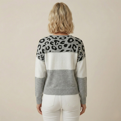 Antaradus™️ | Feinstrickpullover mit Leopardenakzent Feinstrickpullover mit Leopardenakzent