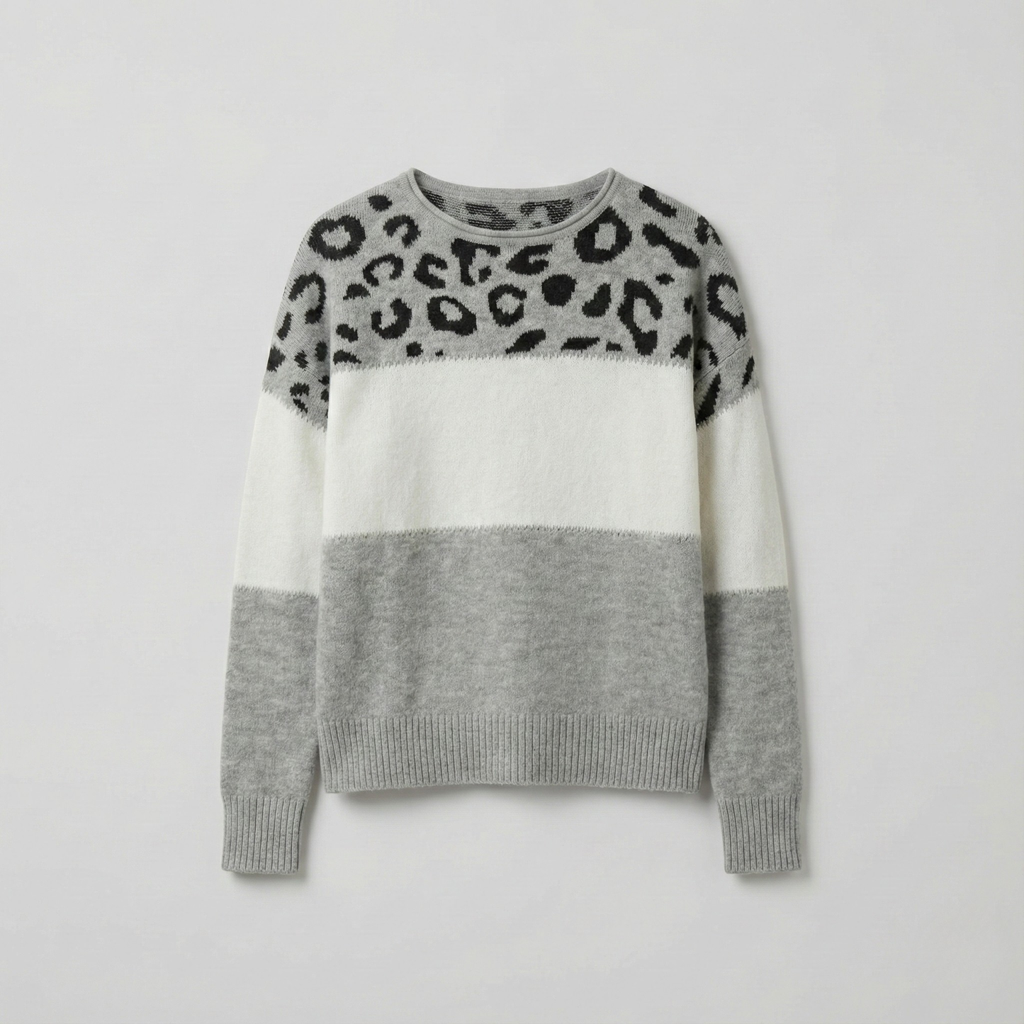 Antaradus™️ | Feinstrickpullover mit Leopardenakzent Feinstrickpullover mit Leopardenakzent