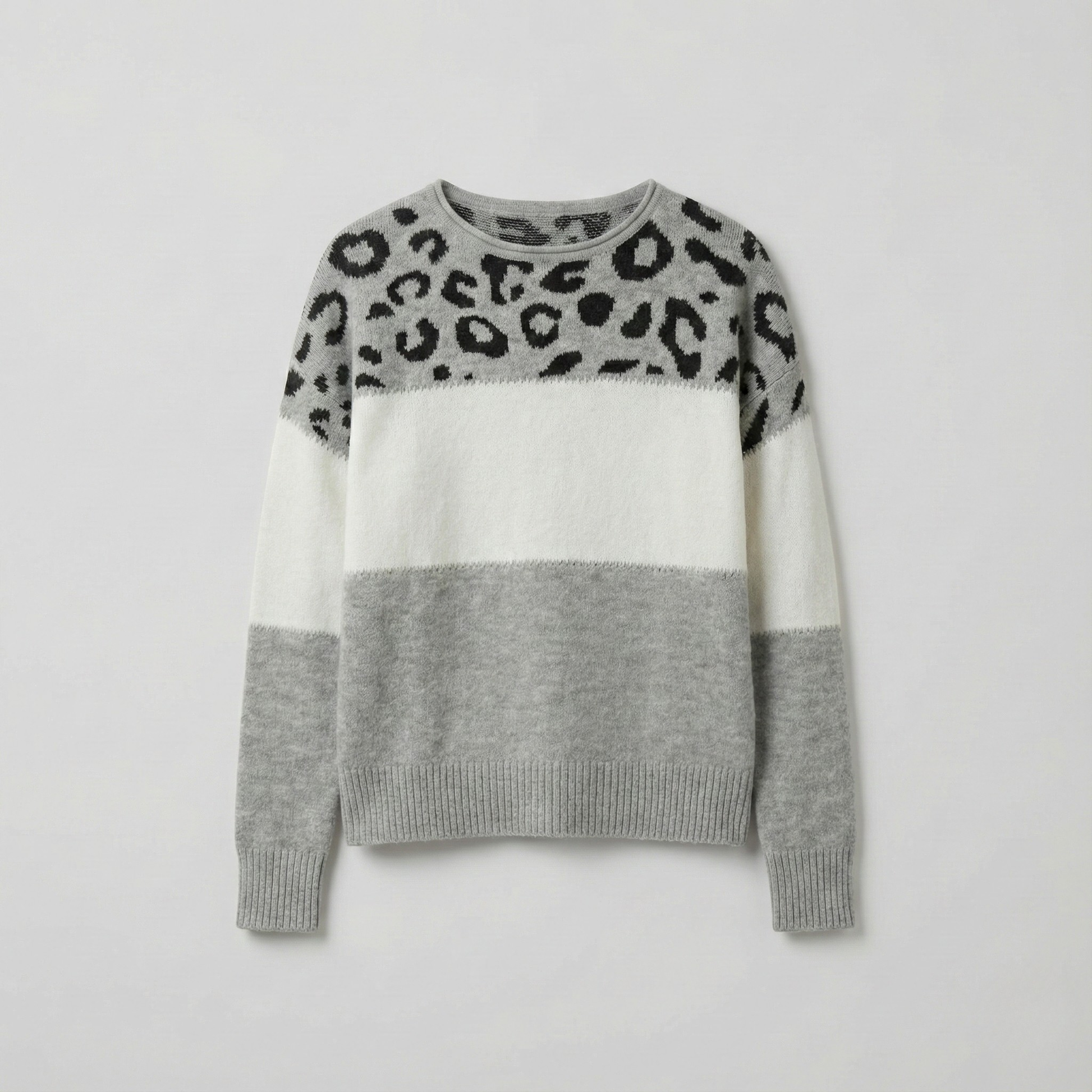 Antaradus™️ | Feinstrickpullover mit Leopardenakzent Feinstrickpullover mit Leopardenakzent