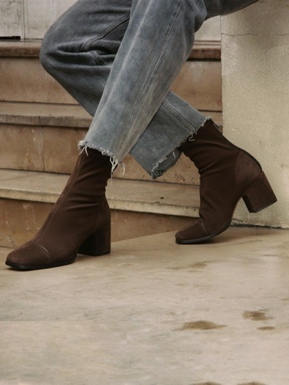 ALMA – Suede Block-Heel Boots ANTARADUS